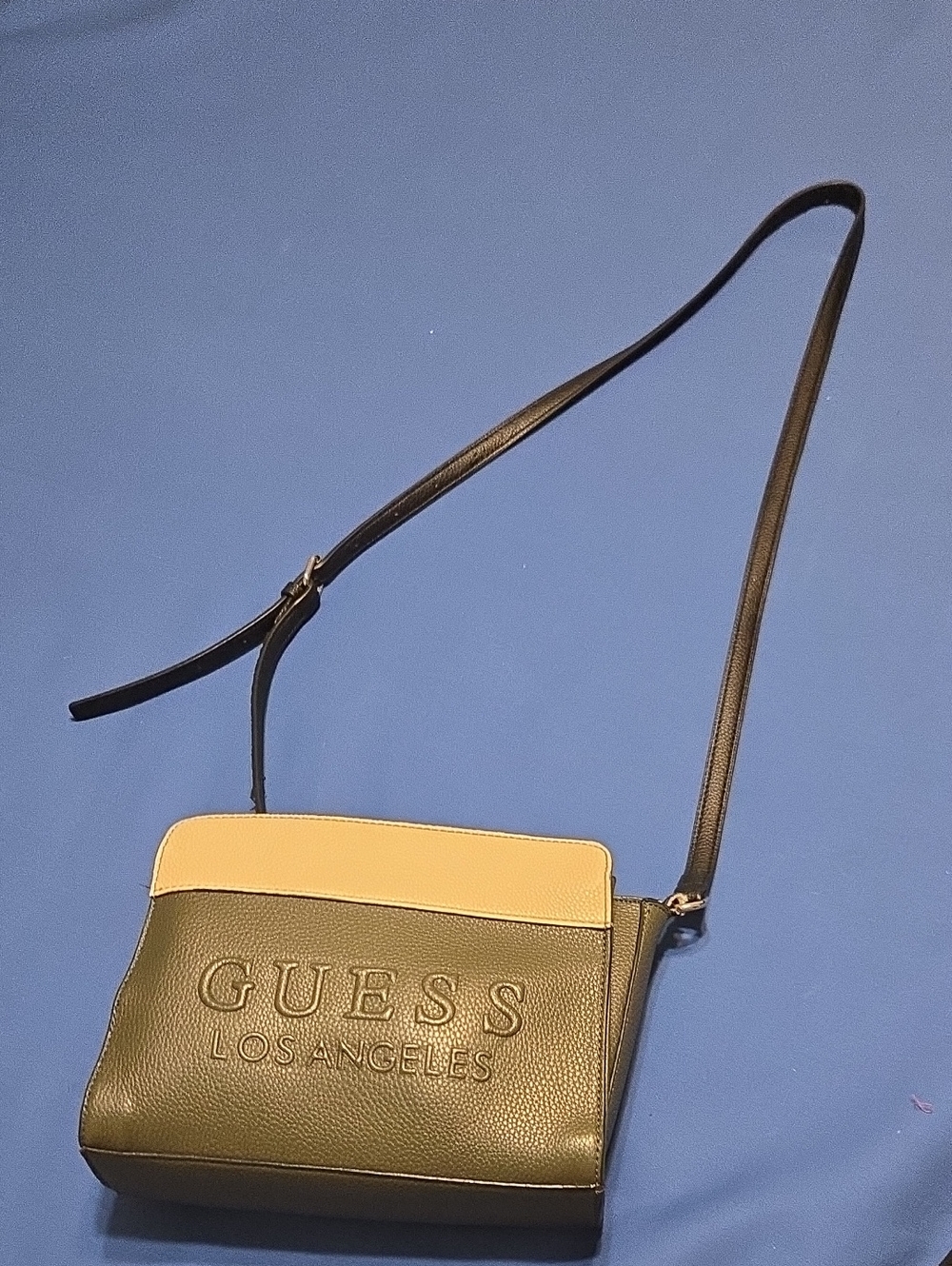 GUESS Olive Green and Beige Pebbled Leather Crossbody